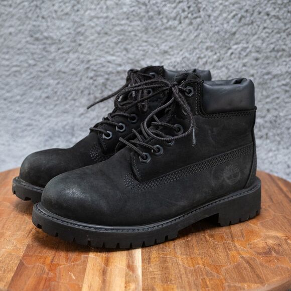 Timberland 6-Inch Premium Boot Black Nubuck Youth - Sz 13 M - Picture 3 of 6